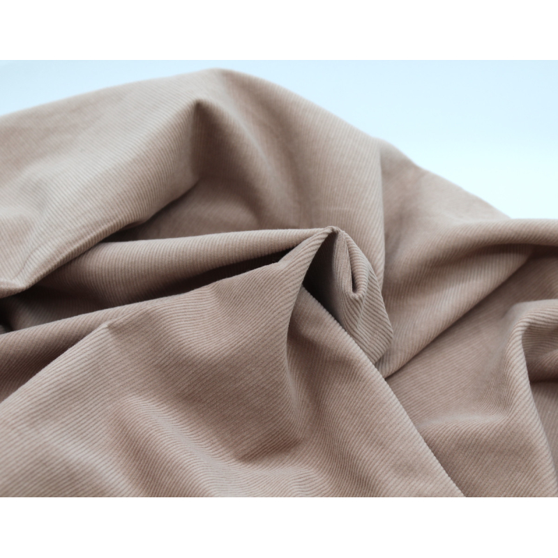 Velours milleraies coton organique coloris praline clair