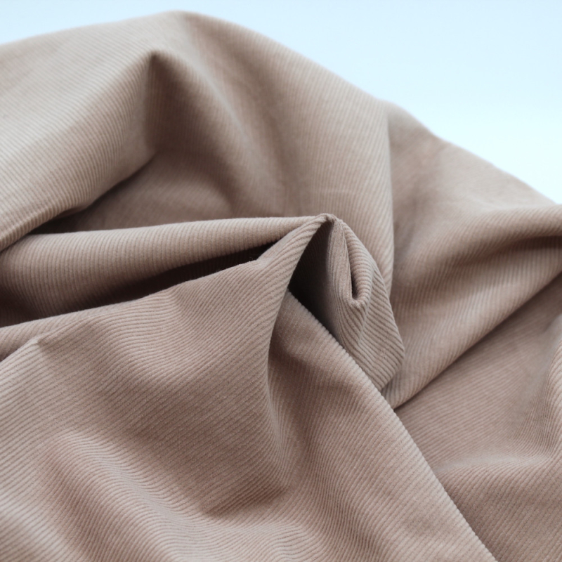 Velours milleraies coton organique coloris praline clair