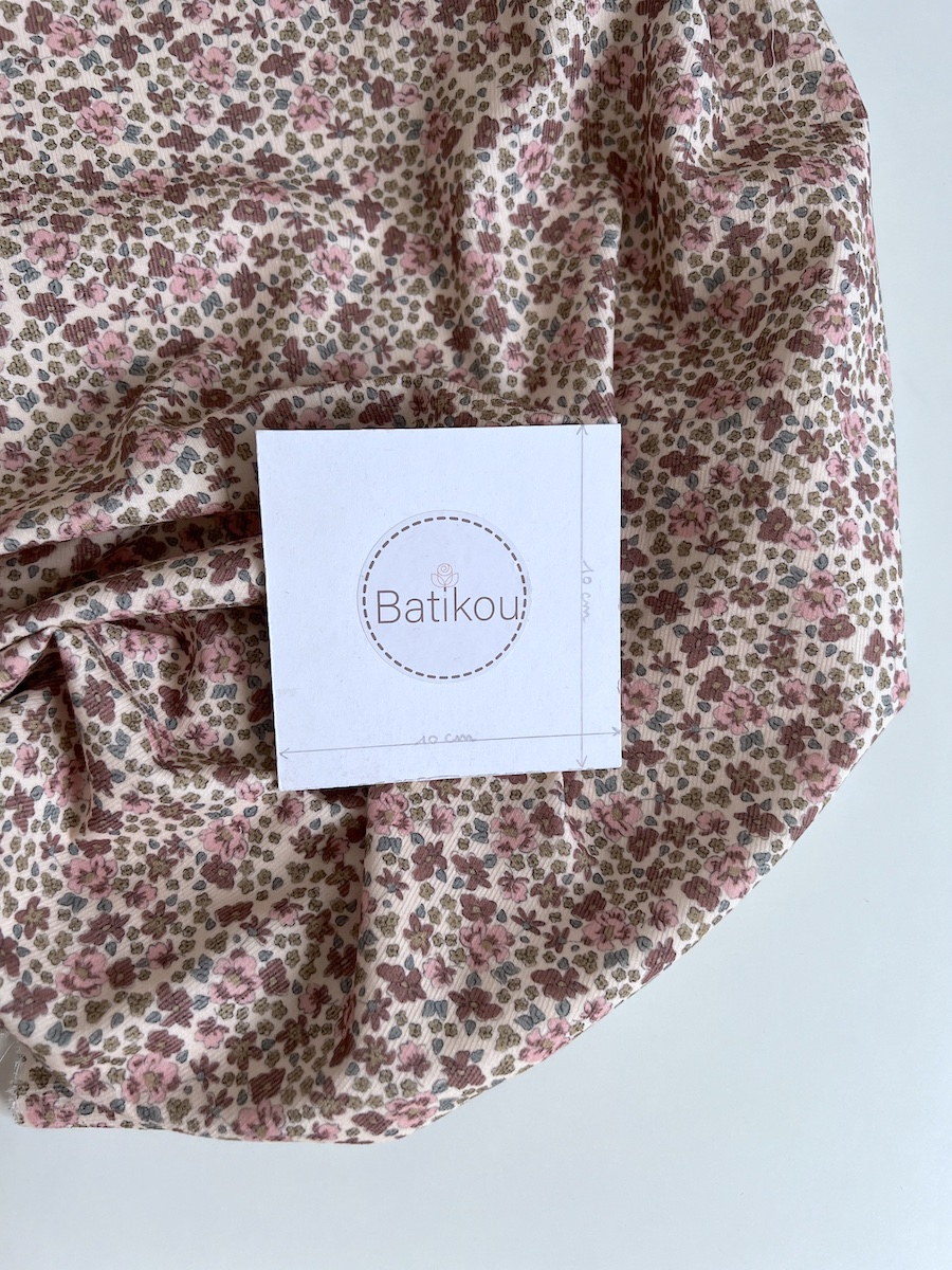 Kristen - Velours milleraies coton organique imprimé fleuri rose  - 4