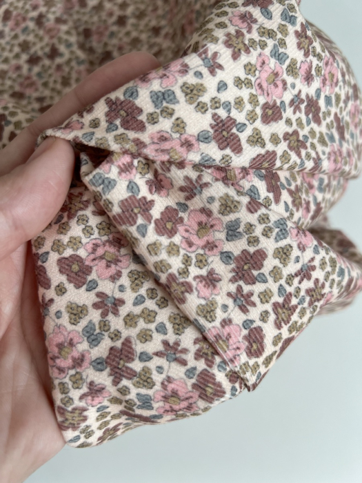 Kristen - Velours milleraies coton organique imprimé fleuri rose  - 9