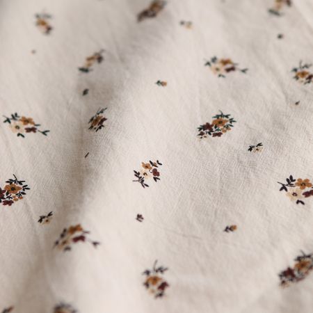 Laure - Coton lavé bio coloris vanille motif cuir