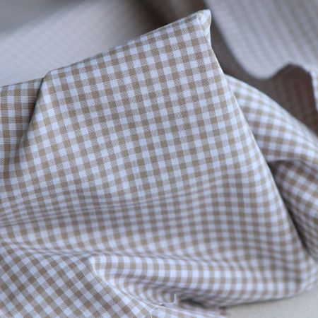 Popeline coton vichy carreaux mini 2.7mm beige sable