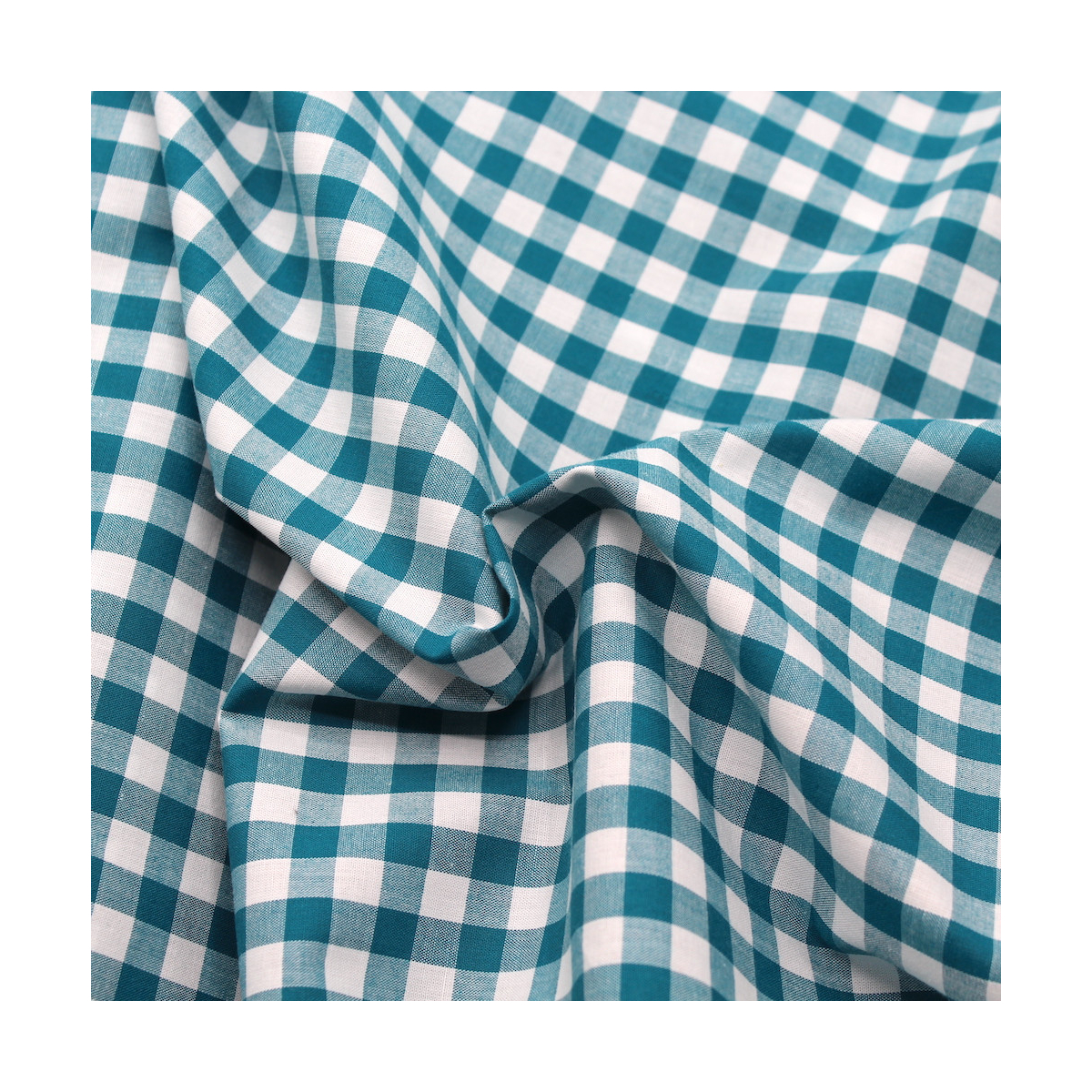 Coton vichy carreaux 10mm bleu pétrole