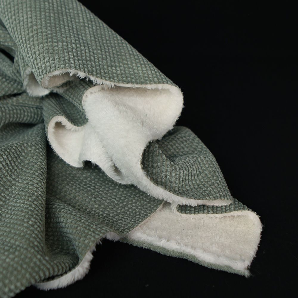 Norton - Velours à côtes doublé moumoute / fourrure sauge