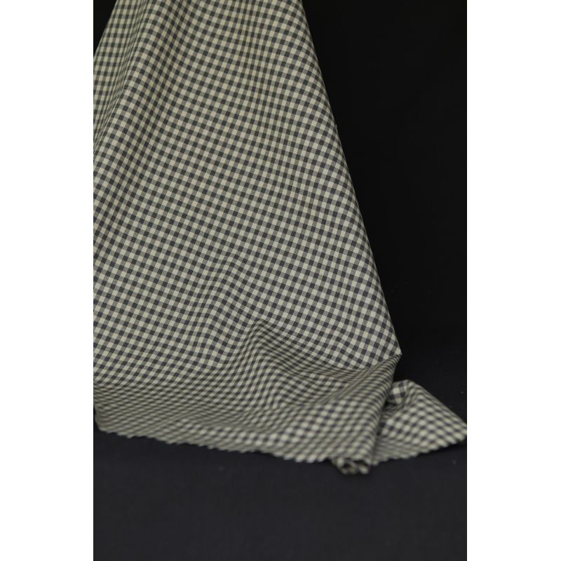 Coton vichy chiné kaki carreaux 5mm