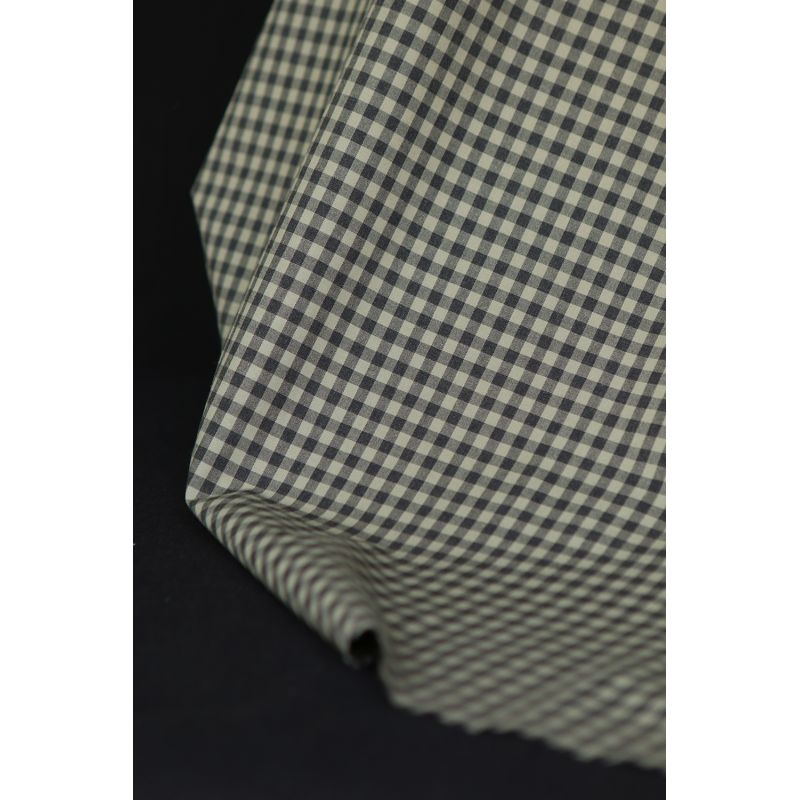 Coton vichy chiné kaki carreaux 5mm