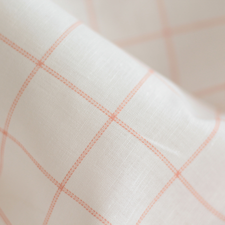 copy of Zephyr - Tissu lin coton fond blanc lait quadrillage beige ficelle