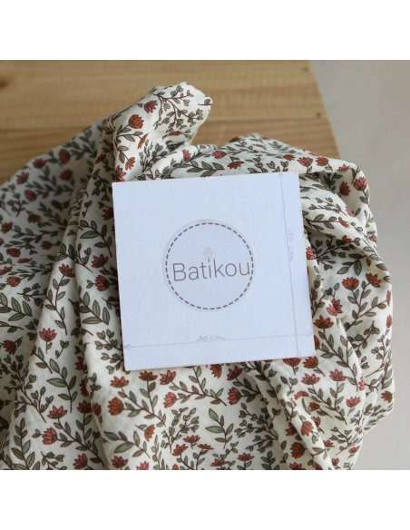 Madeleine - Double gaze de coton fond écru motif fleuri