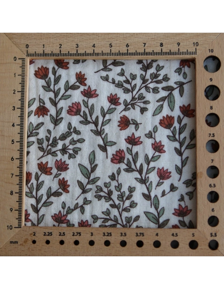 Madeleine - Double gaze de coton fond écru motif fleuri