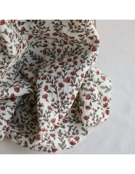 Madeleine - Double gaze de coton fond écru motif fleuri