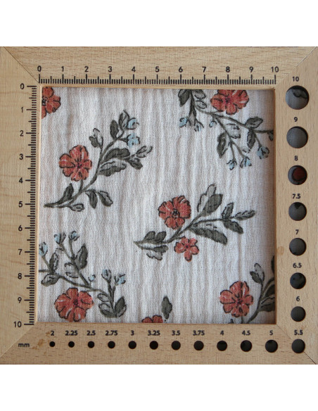 Lina - Double gaze de coton fond crème motif fleuri