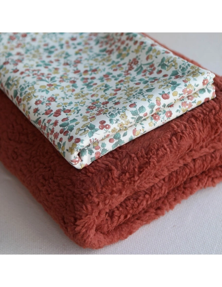 Caume - Tissu sergé / twill de coton organique imprimé fleuri