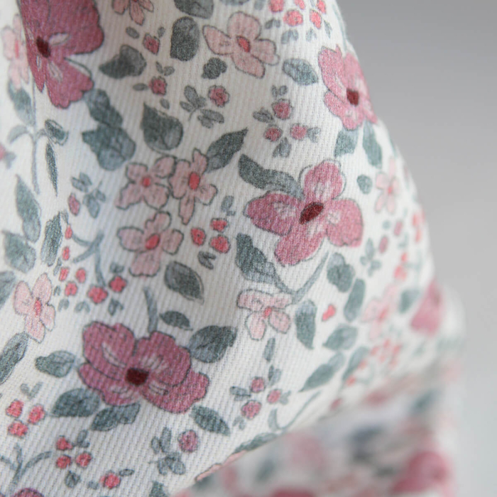 Flavie - Piqué de coton organique gratté imprimé fleuri