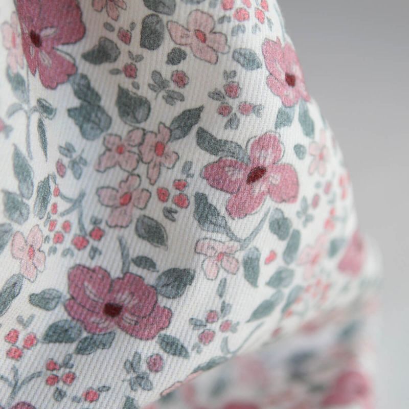 Flavie - Piqué de coton organique gratté imprimé fleuri