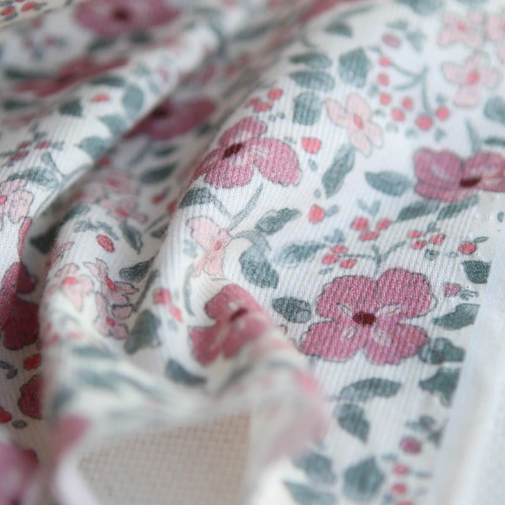 Flavie - Piqué de coton organique gratté imprimé fleuri