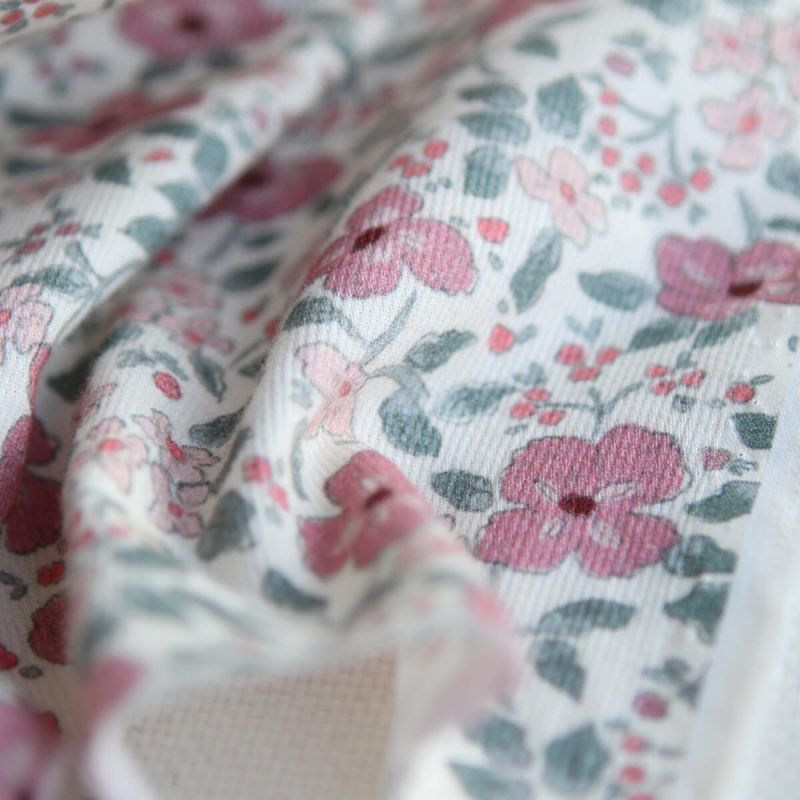 Flavie - Piqué de coton organique gratté imprimé fleuri