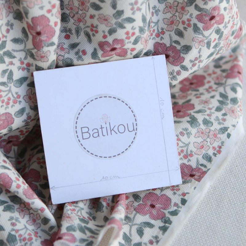 Flavie - Piqué de coton organique gratté imprimé fleuri