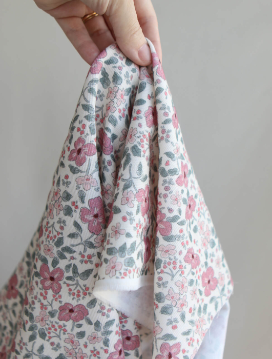 Flavie - Piqué de coton organique gratté imprimé fleuri