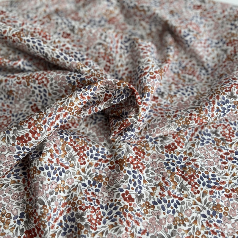 Annette - Batiste de coton SILKYNE à imprimé fleuri Tissus issus de l'agriculture biologique  - 4