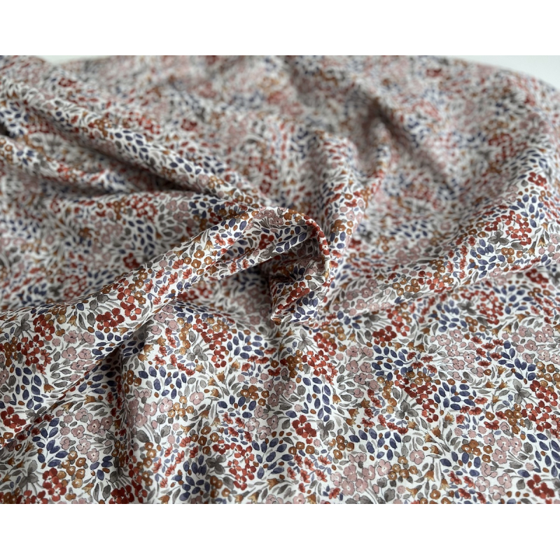 Annette - Batiste de coton SILKYNE à imprimé fleuri Tissus issus de l'agriculture biologique  - 5