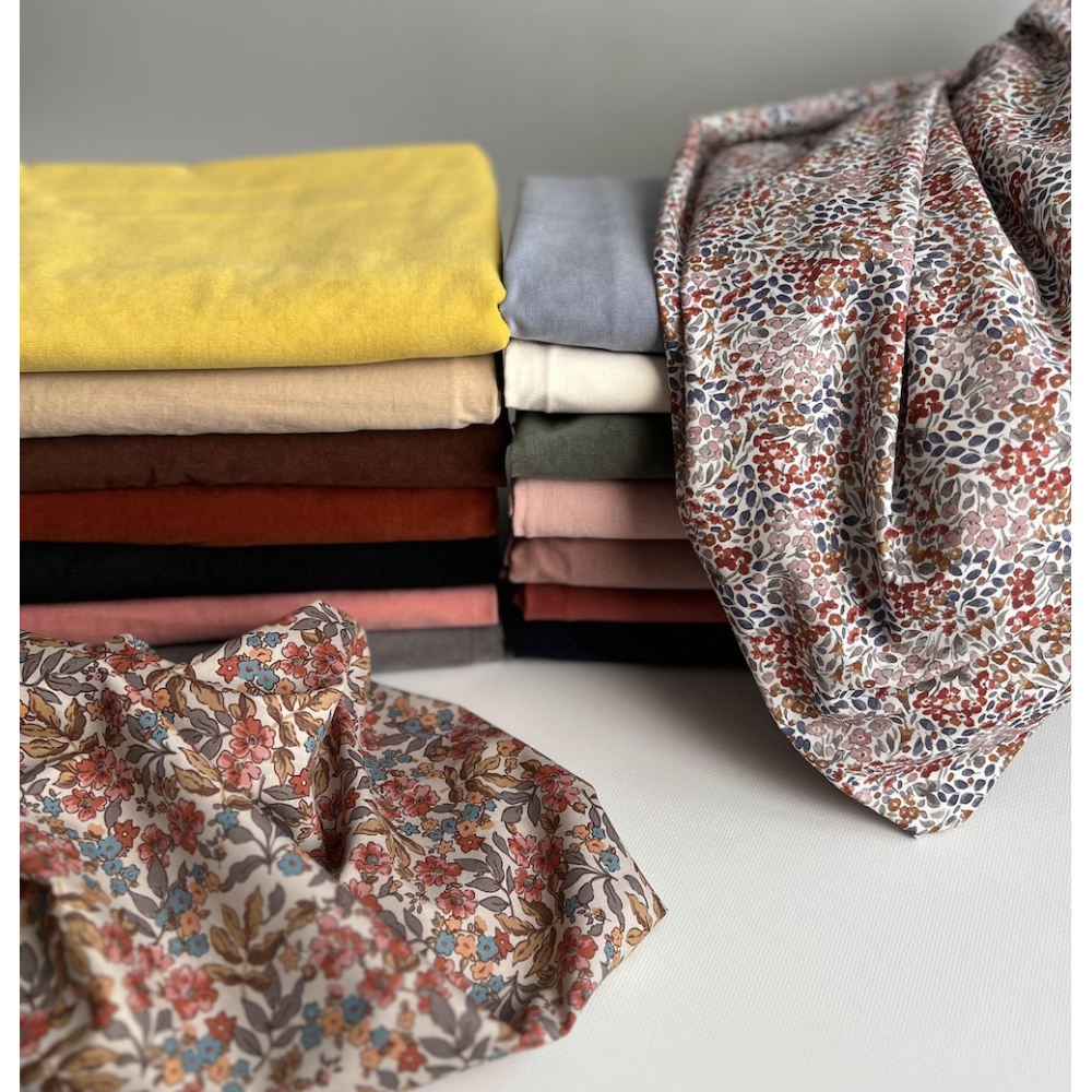 Annette - Batiste de coton SILKYNE à imprimé fleuri Tissus issus de l'agriculture biologique  - 8