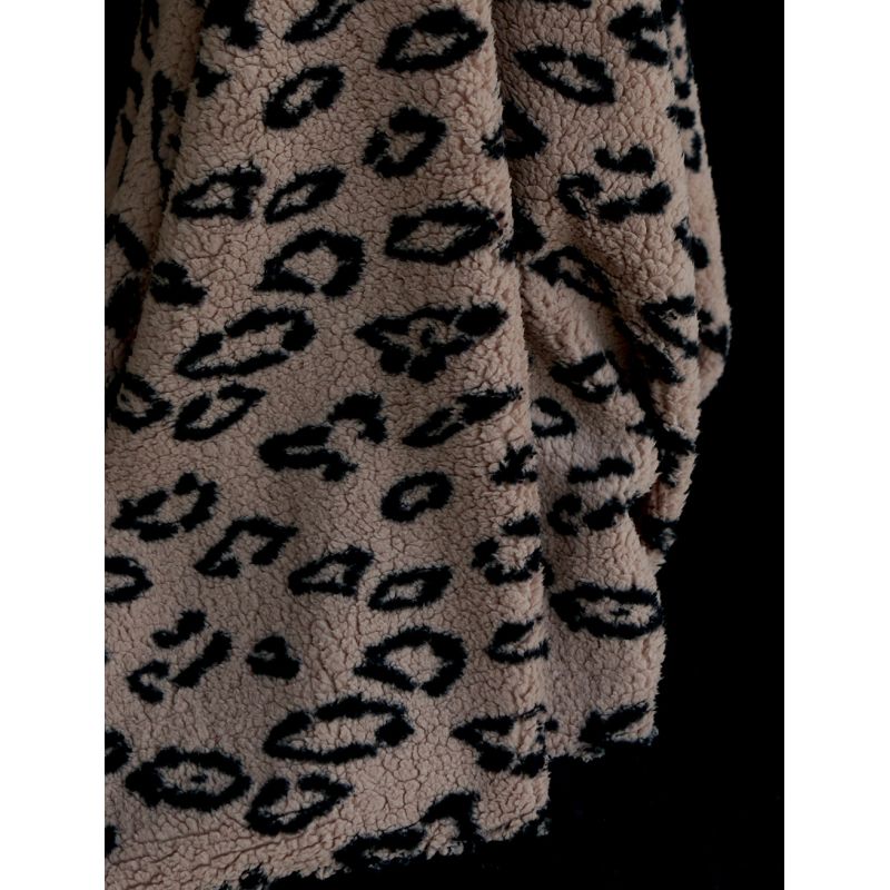 Teddy / moumoute bouclé fond marron glacé motif Graou