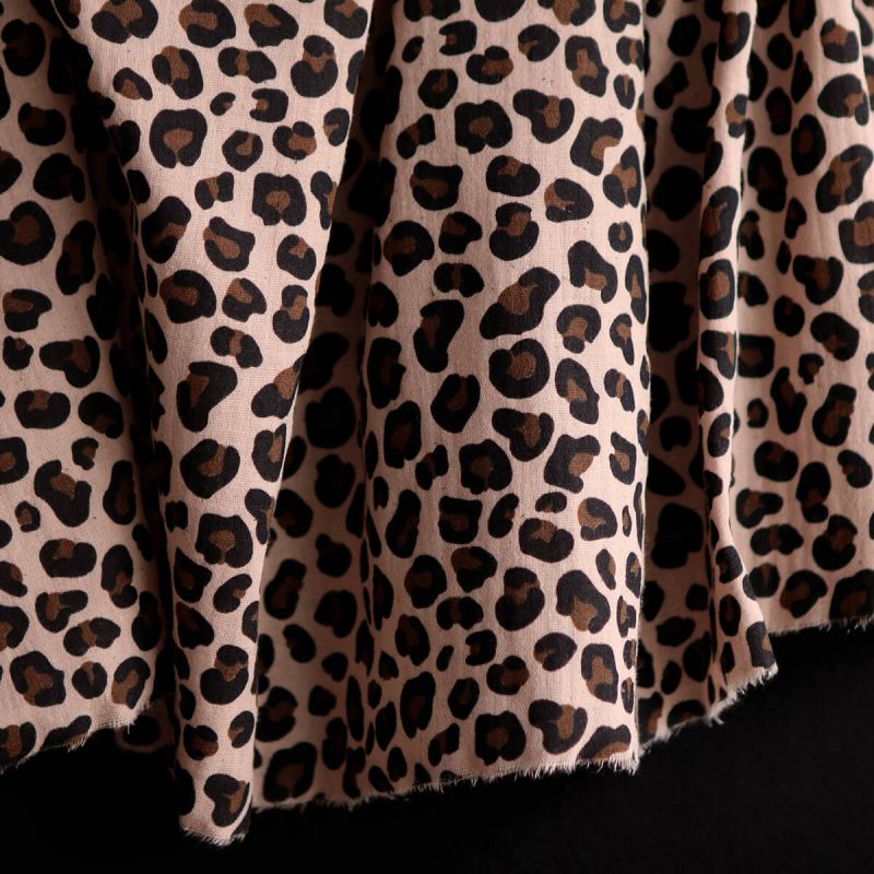 Lea - Double gaze coton BIO motif exclusif Graou fond nude