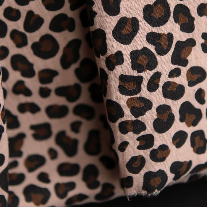 Lea - Double gaze coton BIO motif exclusif Graou fond nude