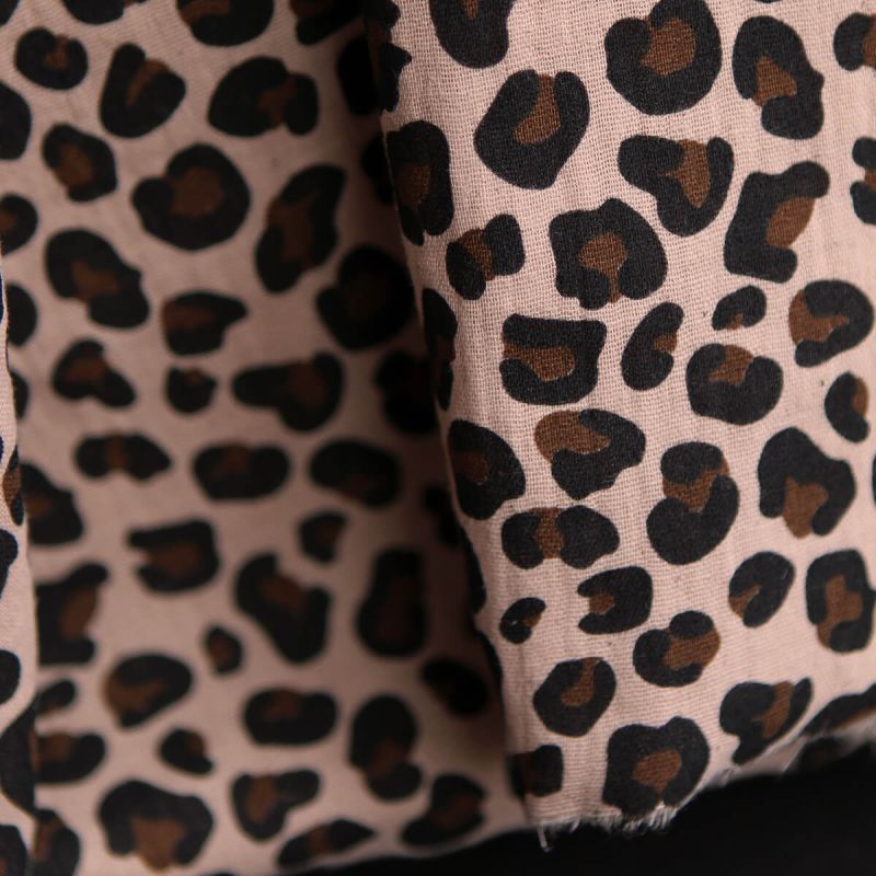 Lea - Double gaze coton BIO motif exclusif Graou fond nude