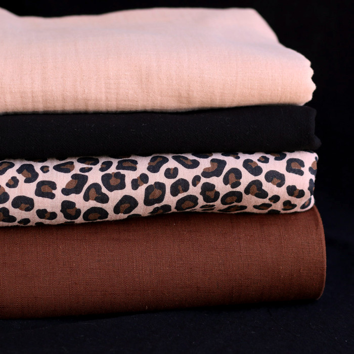 Lea - Double gaze coton BIO motif exclusif Graou fond nude