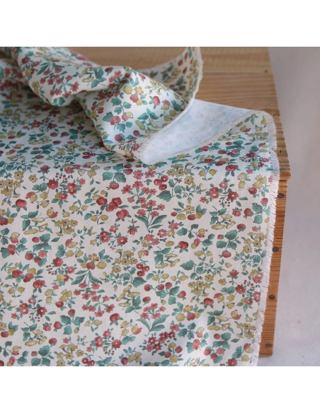 Caume - Tissu sergé / twill de coton organique imprimé fleuri