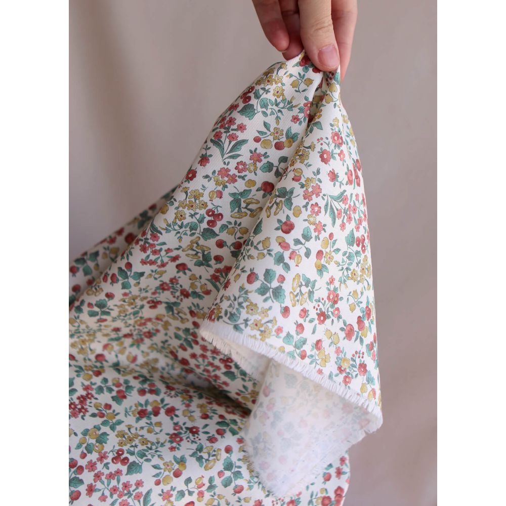 Caume - Tissu sergé / twill de coton organique imprimé fleuri