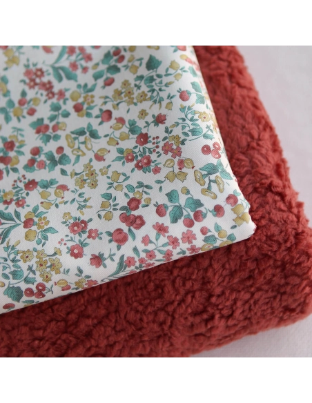 Caume - Tissu sergé / twill de coton organique imprimé fleuri