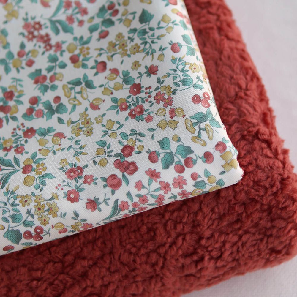 Caume - Tissu sergé / twill de coton organique imprimé fleuri