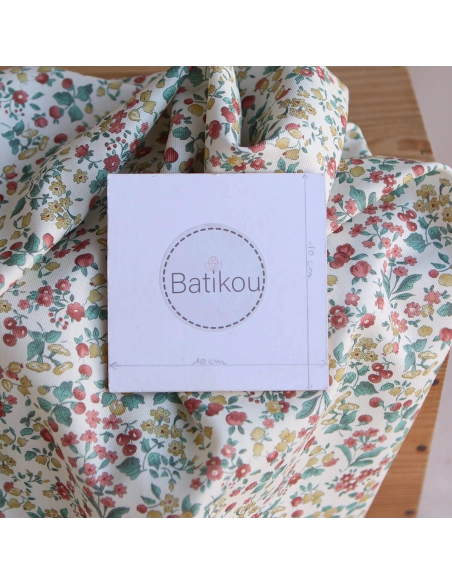 Caume - Tissu sergé / twill de coton organique imprimé fleuri