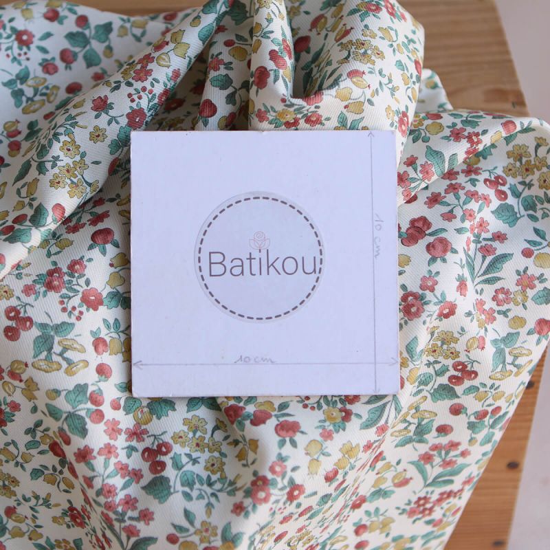 Caume - Tissu sergé / twill de coton organique imprimé fleuri