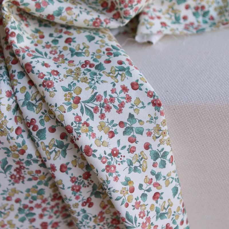 Caume - Tissu sergé / twill de coton organique imprimé fleuri