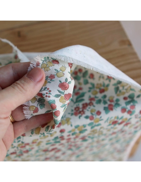 Caume - Tissu sergé / twill de coton organique imprimé fleuri