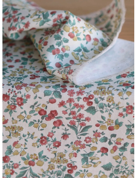 Caume - Tissu sergé / twill de coton organique imprimé fleuri