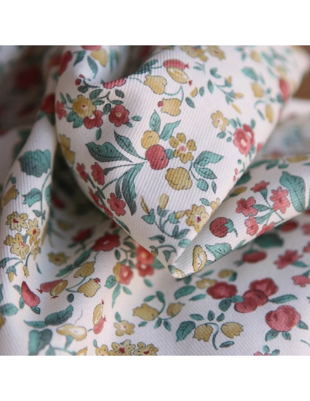 Caume - Tissu sergé / twill de coton organique imprimé fleuri