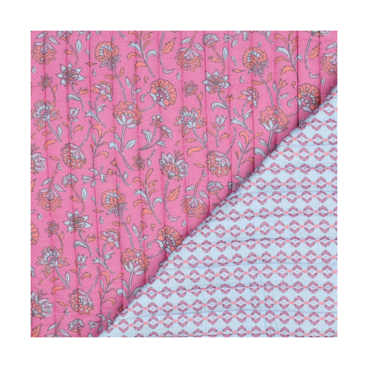 Maryse - Matelassé double gaze de coton fond rose