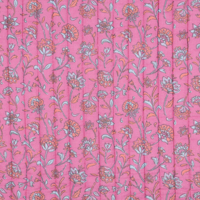 Maryse - Matelassé double gaze de coton fond rose