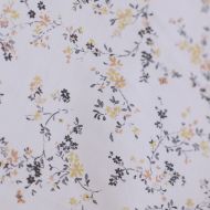 Coline - Popeline douce coton organique fleuri noir moutarde