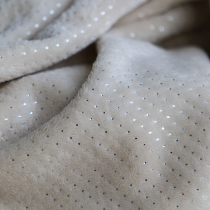 Polaire douce beige motif pois argentés