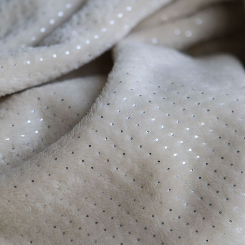 Polaire douce beige motif pois argentés