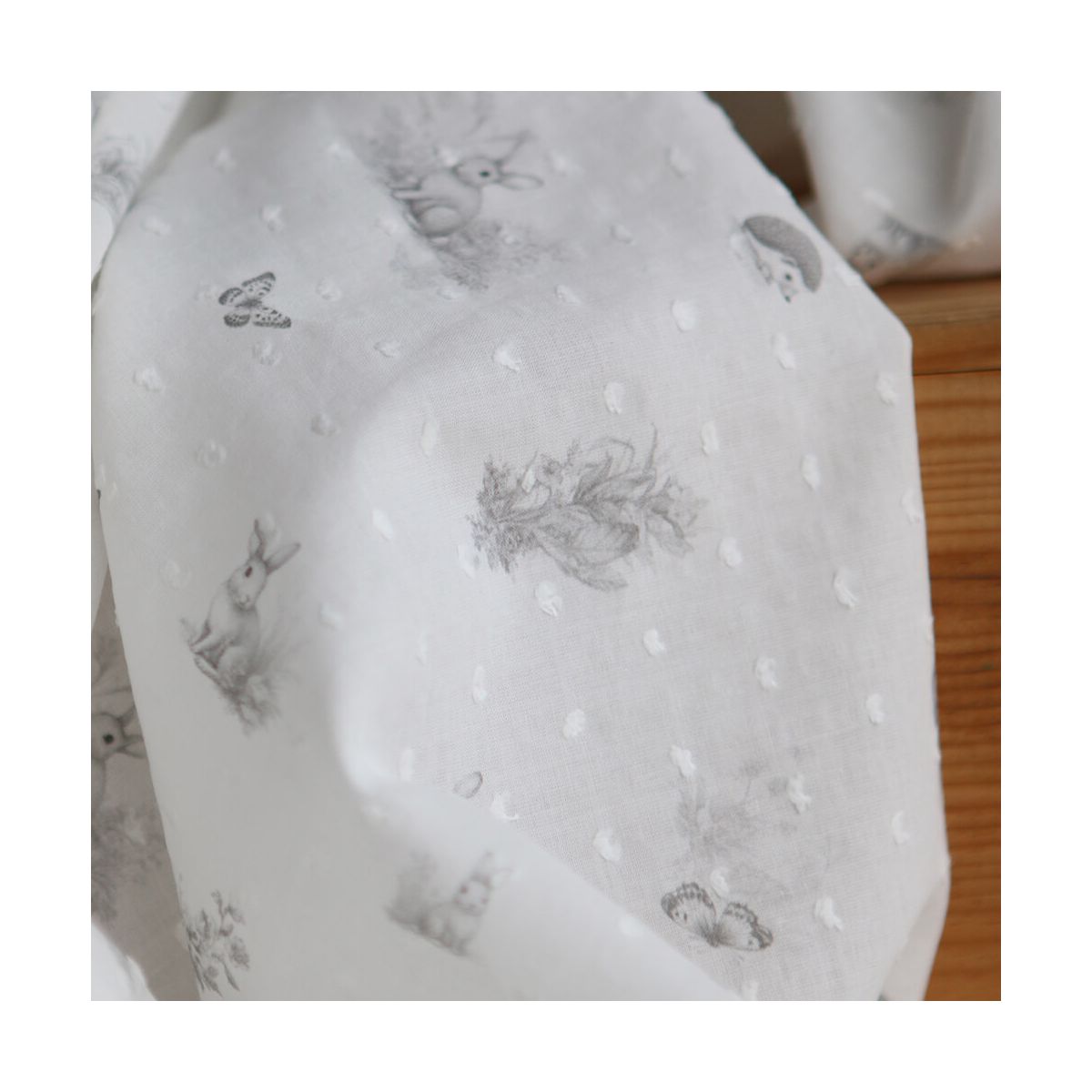 Oswald - Plumetis de coton imprimé animaux de la forêt gris