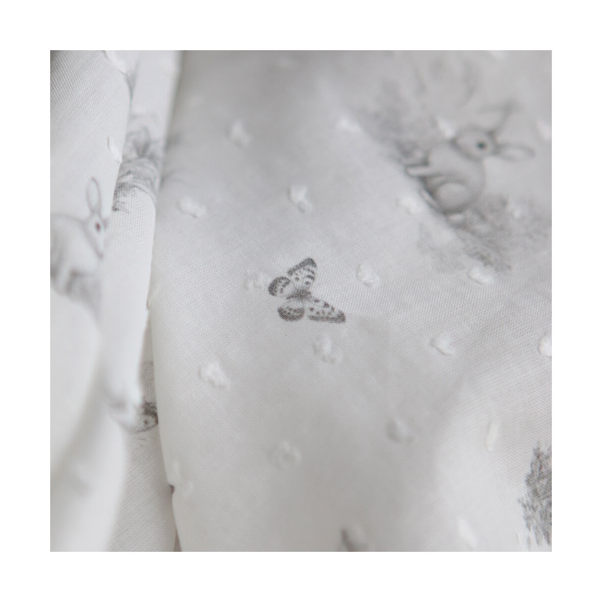 Oswald - Plumetis de coton imprimé animaux de la forêt gris