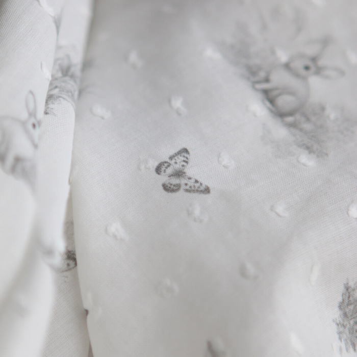 Oswald - Plumetis de coton imprimé animaux de la forêt gris