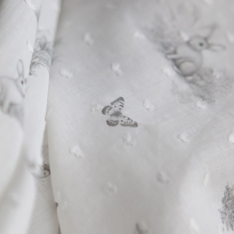 Oswald - Plumetis de coton imprimé animaux de la forêt gris