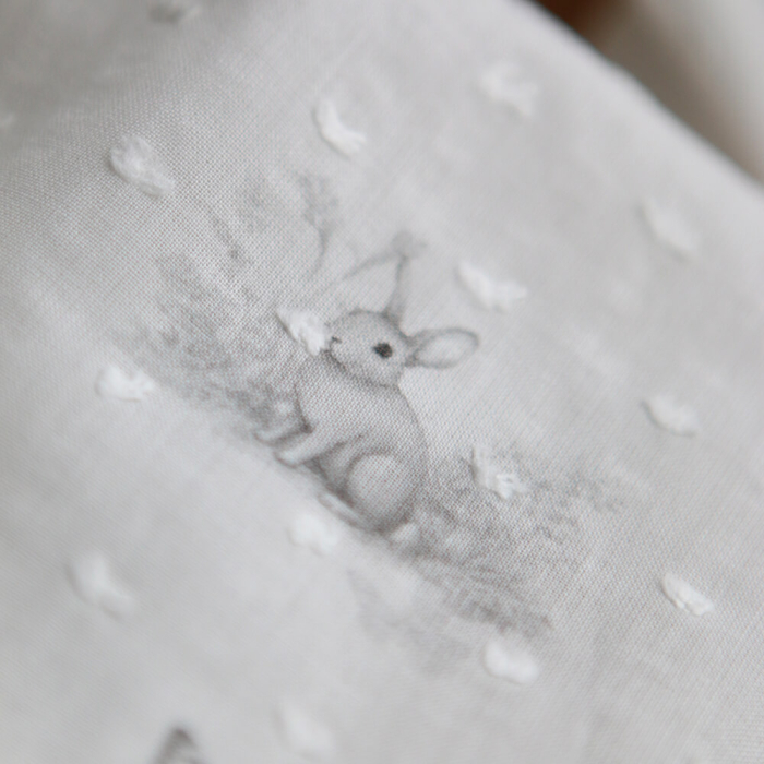 Oswald - Plumetis de coton imprimé animaux de la forêt gris